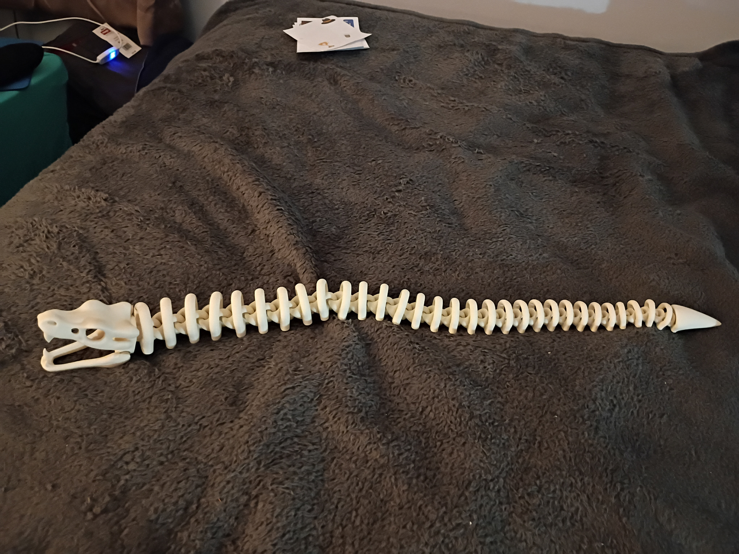 Hand-printed articulated dragon skeleton